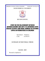 Nghiên cứu mối liên quan giữa kháng thể kháng nucleosome và c1q với mức độ hoạt động của bệnh và tổn thương thận trong lupus ban đỏ hệ thống trẻ em   copy tt tiếng anh 