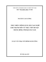 (Luận văn thạc sĩ) Thực hiện chính sách đào tạo nghề cho thanh niên từ thực tiễn huyện Thăng Bình, tỉnh Quảng Nam
