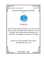 NHẬN xét đặc điểm lâm SÀNG, cận lâm SÀNG và kết QUẢ điều TRỊ BỆNH NHÂN NHỒI máu cơ TIM cấp điều TRỊ tại KHOA TIM MẠCH BỆNH VIỆN VIỆT TIỆP – hải PHÒNG từ 01012018    31032 