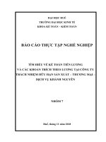 BÁO CÁO THỰC TẬP NGHỀ NGHIỆP    TÌM HIỂU VỀ KẾ TOÁN TIỀN LƯƠNG  VÀ CÁC KHOẢN TRÍCH THEO LƯƠNG TẠI CÔNG TY