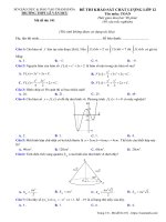 Đề thi KSCL Toán 12 năm 2018 – 2019 trường THPT Lê Văn Hưu – Thanh Hóa