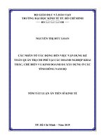 CÁC NHÂN tố TÁC ĐỘNG đến VIỆC vận DỤNG kế TOÁN QUẢN TRỊ CHI PHÍ TẠI CÁC DOANH NGHIỆP KHAI THÁC, CHẾ BIẾN VÀ KINH DOANH đá XÂY DỰNG ở CÁC TỈNH ĐÔNG NAM bộ tt 