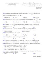 Đề thi định kỳ lần 3 Toán 12 năm học 2018 – 2019 trường THPT chuyên Bắc Ninh