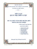 QUẢN TRỊ CHIẾN LƯỢC  PHÂN TÍCH MÔI TRƯỜNG BÊN TRONG DOANH NGHIỆP