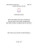 MÔ tả đặc điểm lâm SÀNG và ĐÁNH GIÁ kết QUẢ PHẪU THUẬT điều TRỊ BỆNH rò  hậu môn tái PHÁT tại BỆNH VIỆN HN VIỆT đức 