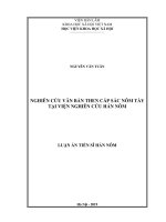 (Luận án tiến sĩ) Nghiên cứu văn bản Then cấp sắc Nôm Tày tại Viện Nghiên cứu Hán Nôm