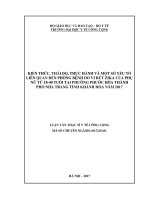 Luận văn kiến thức, thái độ, thực hành phòng bệnh do vi rút Zika ở phụ nữ từ 1840 tuổi tại phường Phước Hòa, thành phố Nha Trang, tỉnh Khánh Hòa năm 2017