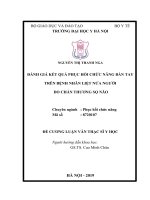 ĐÁNH GIÁ kết QUẢ PHỤC hồi CHỨC NĂNG bàn TAY TRÊN BỆNH NHÂN LIỆT nửa NGƯỜI  DO CHẤN THƯƠNG sọ não 