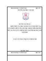 KIẾN THỨC và THỰC HÀNH về AN TOÀN bức xạ của NHÂN VIÊN y tế làm VIỆC TRONG môi TRƯỜNG bức XẠ TIA x của 3 BỆNH VIỆN tại TỈNH QUẢNG NAM năm 2018 