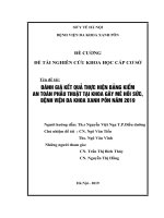 ĐÁNH GIÁ kết QUẢ THỰC HIỆN BẢNG KIỂM AN TOÀN PHẪU THUẬT tại KHOA gây mê hồi sức, BỆNH VIỆN đa KHOA XANH pôn năm 2019 