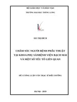 CHĂM sóc NGƯỜI BỆNH PHẪU THUẬT tại KHOA PHỤ sản BỆNH VIỆN BẠCH MAI và một số yếu tố LIÊN QUAN 