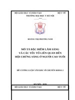 MÔ tả đặc điểm lâm SÀNG và các yếu tố LIÊN QUAN đến hội CHỨNG SẢNG ở NGƯỜI CAO TUỔI 