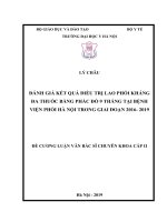 ĐÁNH GIÁ kết QUẢ điều TRỊ LAO PHỔI KHÁNG đa THUỐC BẰNG PHÁC đồ 9 THÁNG tại BỆNH VIỆN PHỔI hà nội TRONG GIAI đoạn 2016  2019 