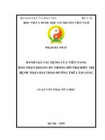 ĐÁNH GIÁ tác DỤNG của VIÊN NANG bảo THẬN KHANG HV TRONG hỗ TRỢ điều TRỊ BỆNH THẬN đái THÁO ĐƯỜNG TRÊ lâm SÀNG 
