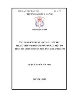 ỨNG DỤNG KỸ THUẬT LỌC MÁU LIÊN TỤC  TRONG ĐIỀU TRỊ ĐỢT CẤP MẤT BÙ CỦA MỘT SỐ BỆNH RỐI LOẠN CHUYỂN HÓA BẨM SINH Ở TRẺ EM