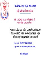 NGHIÊN cứu đặc điểm lâm SÀNG rối LOẠN TRẦM cảm ở BỆNH NHÂN SUY THẬN mạn TÍNH CHẠY THẬN NHÂN tạo CHU kỳ 