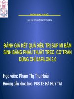 ĐÁNH GIÁ kết QUẢ điều TRỊ sụp MI bẩm SINH BẰNG PHẪU THUẬT TREO  cơ TRÁN DÙNG CHỈ DAFILON 3 0 