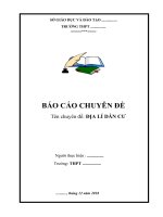 chuyên đề: ĐỊA LÍ DÂN CƯ  môn Địa lý