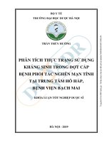 Phân tích thực trạng sử dụng kháng sinh trong đợt cấp bệnh phổi tắc nghẽn mạn tính tại trung tâm hô hấp, bệnh viện bạch mai 