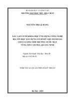 Xác lập cơ sở khoa học ứng dụng công nghệ địa tin học xây dựng cơ sở dữ liệu đánh giá chất lượng môi trường nước mặt vùng mỏ cẩm phả, quảng ninh (tt) 