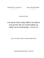 Ứng dụng công nghệ thông tin trong giải quyết thủ tục hành chính tại UBND cấp xã tỉnh Bà Rịa – Vũng Tàu