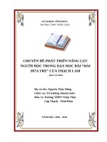 CHUYÊN ĐỀ PHÁT TRIỂN NĂNG LỰC NGƯỜI HỌC TRONG DẠY HỌC BÀI “HAI ĐỨA TRẺ” CỦA THẠCH LAM