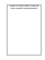 NGHIÊN CỨU PHÁT TRIỂN VÀ PHÂN BỐ NÔNG NGHIỆP Ở TỈNH BÌNH PHƯỚC