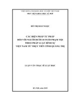Luận văn thạc sĩ: Các biện pháp tư pháp đối với người dưới 18 tuổi phạm tội theo pháp luật Hình sự Việt Nam từ thực tiễn tỉnh Quảng Trị