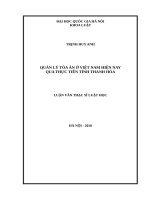 QUẢN LÝ TÒA ÁN Ở VIỆT NAM HIỆN NAY QUA THỰC TIỄN TỈNH THANH HÓA