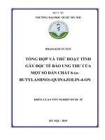 Tổng hợp và thử hoạt tính gây độc tế bào ung thư của một số dẫn chất 6(nbutylamino)quinazolin4on