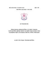 TÌNH TRẠNG DINH DƯỠNG và THỰC TRẠNG NUÔI DƯỠNG BỆNH NHÂN TAI BIẾN MẠCH máu não tại BỆNH VIỆN lão KHOA TRUNG ƯƠNG năm 2019 