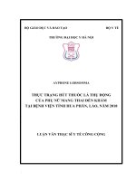 THỰC TRẠNG hút THUỐC lá THỤ ĐỘNG CỦA PHỤ nữ MANG THAI đến KHÁMTẠI BỆNH VIỆN TỈNH HUA PHĂN,LÀO, năm 2018 
