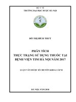 PHÂN TÍCH THỰC TRẠNG sử DỤNG THUỐC tại BỆNH VIỆN TIM hà nội năm 2017 
