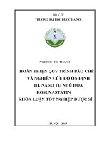 Hoàn thiện quy trình bào chế và nghiên cứu độ ổn định hệ nano tự nhũ hóa rosuvastatin