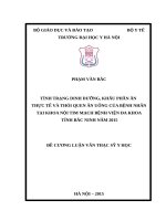 TÌNH TRẠNG DINH DƯỠNG, KHẨU PHẦN ăn THỰC tế và THÓI QUEN ăn UỐNG của BỆNH NHÂN tại KHOA nội TIM MẠCH BỆNH VIỆN đa KHOA TỈNH bắc NINH năm 2015 