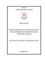 ĐÁNH GIÁ HIỆU QUẢ vô cảm CỦA gây tê TỦY SỐNG TRONG mổ lấy THAI TRÊN SẢN PHỤ TIỂU ĐƯỜNG THAI KỲ 