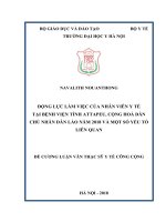ĐỘNG lực làm VIỆC CỦA NHÂN VIÊN y tế TẠI BỆNH VIỆN TỈNH ATTAPEU, CỘNG HOÀ dân CHỦ NHÂN dân LÀO năm 2018 VÀ một số yếu tố LIÊN QUAN 