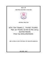 ĐIỀU TRỊ TRỨNG cá THÔNG THƯỜNG mức độ TRUNG BÌNH BẰNG UỐNG ISOTRETINOIN PHỐI hợp DESLORATADIN 