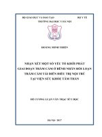 NHẬN xét một số yếu tố KHỞI PHÁT GIAI đoạn TRẦM cảm ở BÊNH NHÂN rối LOẠN TRẦM cảm tái DIỄN điều TRỊ nội TRÚ tại VIỆN sức KHỎE tâm THẦN 