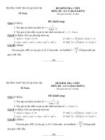 Đề kiểm tra 1 tiết Đại số và Giải tích 11 chương 1 trường THPT Thị xã Quảng Trị