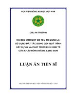 Nghiên cứu một số yếu tố quản lý, sử dụng đất tác động đến quá trình xây dựng và phát triển khu kinh tế cửa khẩu đồng đăng, lạng sơn 