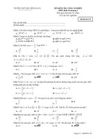 Đề trắc nghiệm kiểm tra 1 tiết Hình học 10 chương 2 trường THPT Bắc Đông Quan – Thái Bình