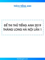 Đề thi thử tiếng anh 2019 thăng long hà nội lần 1 