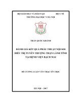 ĐÁNH GIÁ kết QUẢ PHẪU THUẬT nội SOI  điều TRỊ TUYẾN THƯỢNG THẬN LÀNH TÍNH tại BỆNH VIỆN BẠCH MAI 
