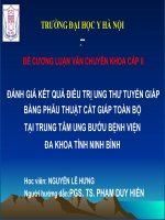 ĐÁNH GIÁ kết QUẢ điều TRỊ UNG THƯ TUYẾN GIÁP BẰNG PHẪU THUẬT cắt GIÁP TOÀN bộ tại TRUNG tâm UNG bướu BỆNH VIỆN đa KHOA TỈNH NINH BÌNH 