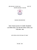 THỰC TRẠNG QUẢN lý và điều TRỊ BỆNH LAO PHỔI AFB(+) tại THỦ đô VIÊNG CHĂN, lào năm 2010 2014 