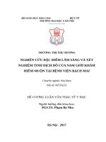 NGHIÊN cứu đặc điểm lâm SÀNG và xét NGHIỆM TINH DỊCH đồ của NAM GIỚI KHÁM HIẾM MUỘN tại BỆNH VIỆN BẠCH MAI 