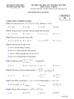 Đề thi học kỳ 1 Toán 10 năm học 2017 – 2018 trường THPT Bến Tre – Vĩnh Phúc