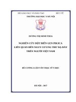 NGHIÊN cứu đột BIẾN GEN PIK3CA LIÊN QUAN đến NGUY cơ UNG THƯ dạ dày TRÊN NGƯỜI VIỆT NAM 