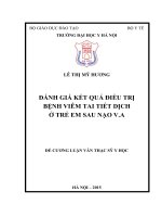 ĐÁNH GIÁ kết QUẢ điều TRỊ BỆNH VIÊM TAI TIẾT DỊCH ở TRẺ EM SAU nạo v a 